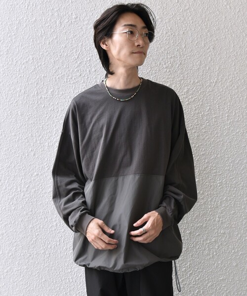 SHIPS any(シップス エニィ)の「SHIPS any: カラーミックスコード トーン オン トーン デザイン Tシャツ【a-nylon】◇(Tシャツ/カットソー・メンズ・ブラック/グレー/ネイビー・MEDIUM/LARGE)」の6枚目の写真