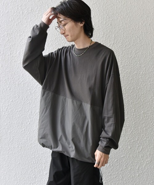 SHIPS any(シップス エニィ)の「SHIPS any: カラーミックスコード トーン オン トーン デザイン Tシャツ【a-nylon】◇(Tシャツ/カットソー・メンズ・ブラック/グレー/ネイビー・MEDIUM/LARGE)」の7枚目の写真