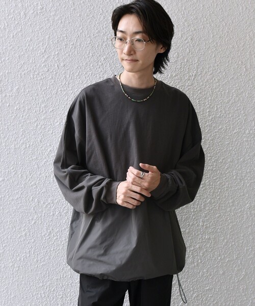SHIPS any(シップス エニィ)の「SHIPS any: カラーミックスコード トーン オン トーン デザイン Tシャツ【a-nylon】◇(Tシャツ/カットソー・メンズ・ブラック/グレー/ネイビー・MEDIUM/LARGE)」の8枚目の写真