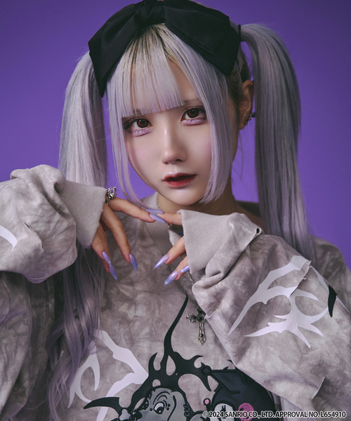 GALFY（ガルフィー）の「【GALFY/ガルフィー】×【KUROMI/クロミ】イルガルフィームラ染めロン Tee（Tシャツ/カットソー・メンズ・ブラック/グレー・L/XL）」の6枚目の写真