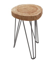 未来工房（ミクコウボウ）の「国産杉 ヒノキ コナラ 杉足場板 6種のアイアンレッグ切り株丸太スツール 丸型 八角形 <未来工房 MIKU-KOBO>（インテリア雑貨）」