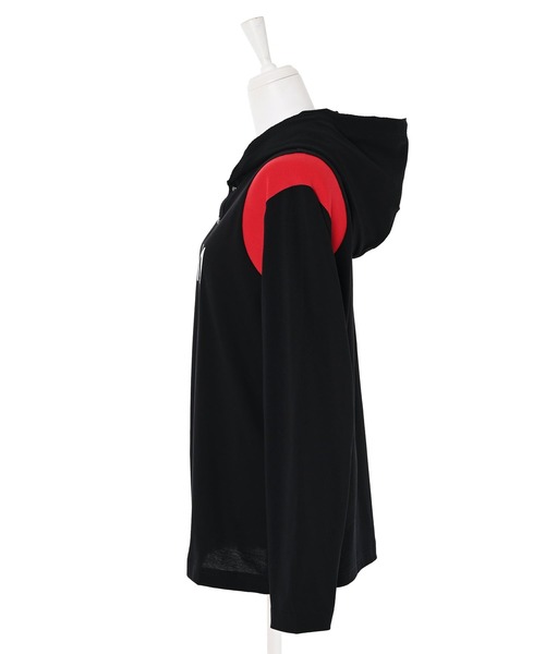 Narcissus(ナルシス)の「【N°21】 フードロングTシャツ(パーカー・レディース・ブラック・12Y/14Y)」の2枚目の写真