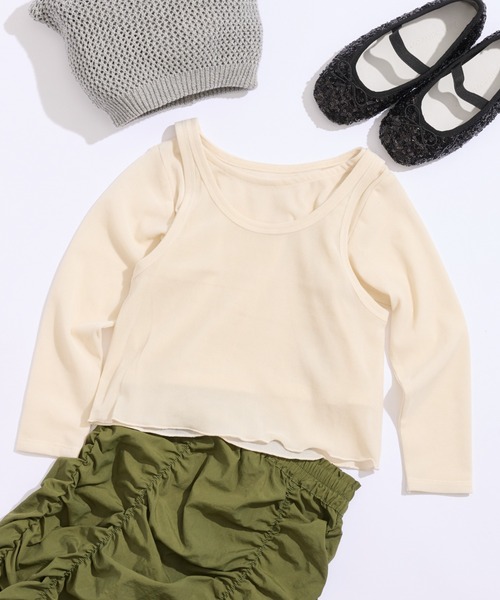 CIAOPANIC TYPY（チャオパニックティピー）の「【KIDS】シアーフロッキーレイヤードTEE（Tシャツ/カットソー・キッズ・ベージュ/ネイビー/ピンク/オフホワイト・SMALL/MEDIUM/LARGE/X-LARGE/XX-LARGE）」の2枚目の写真