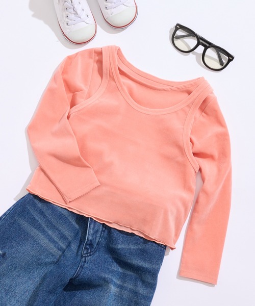 CIAOPANIC TYPY（チャオパニックティピー）の「【KIDS】シアーフロッキーレイヤードTEE（Tシャツ/カットソー・キッズ・ベージュ/ネイビー/ピンク/オフホワイト・SMALL/MEDIUM/LARGE/X-LARGE/XX-LARGE）」の4枚目の写真