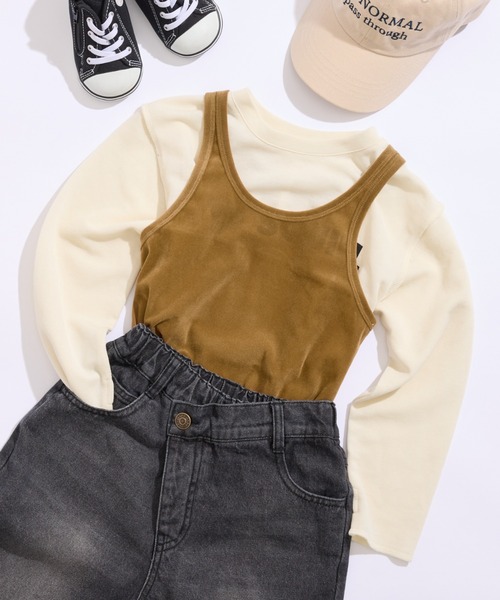 CIAOPANIC TYPY（チャオパニックティピー）の「【KIDS】シアーフロッキーレイヤードTEE（Tシャツ/カットソー・キッズ・ベージュ/ネイビー/ピンク/オフホワイト・SMALL/MEDIUM/LARGE/X-LARGE/XX-LARGE）」の7枚目の写真