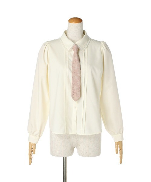 F i.n.t（フィント）の「ロングレースタイ付きブラウス/fint（シャツ/ブラウス・レディース・アイボリー/ホワイト×グレー・FREE）」の10枚目の写真