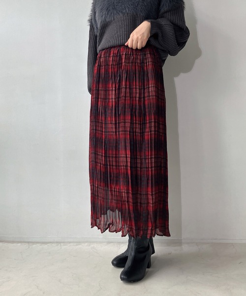 AS KNOW AS plus（アズノゥアズプラス）の「◇ランダムプリーツスカート（スカート・レディース・カーキ/ブラック/レッド系/グレー/ネイビー系・FREE）」の5枚目の写真