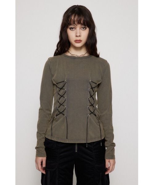 LAGUA GEM（ラグアジェム）の「SIDE LACE UP CUT トップス（Tシャツ