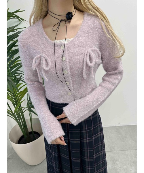 WC（ダブル シー）の「リボン付きラメニットカーディガン（カーディガン/ボレロ・レディース・ピンク/シルバー/ブラック・FREE）」の8枚目の写真