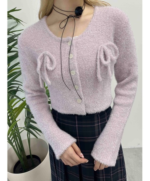 WC（ダブル シー）の「リボン付きラメニットカーディガン（カーディガン/ボレロ・レディース・ピンク/シルバー/ブラック・FREE）」の9枚目の写真