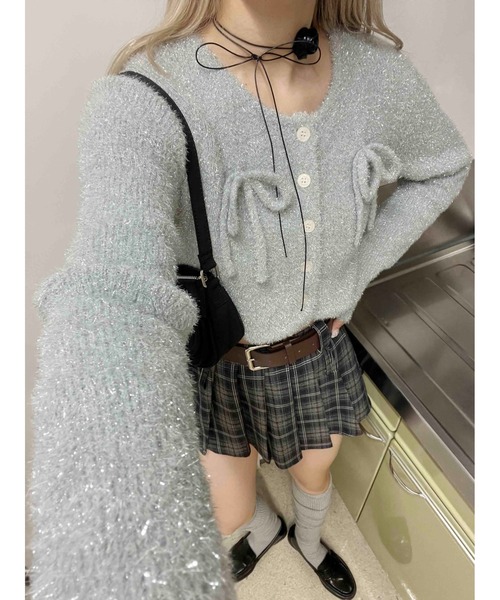 WC（ダブル シー）の「リボン付きラメニットカーディガン（カーディガン/ボレロ・レディース・ピンク/シルバー/ブラック・FREE）」の11枚目の写真