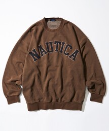 NAUTICA | NAUTICA/ノーティカ Garments Pigment Dyed Arch Logo Crewneck Sweatshirt/ガーメントピグメントダイ アーチロゴ クルーネックスウェット(スウェット)