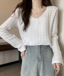 透かし編みニット メッシュニット 春秋冬