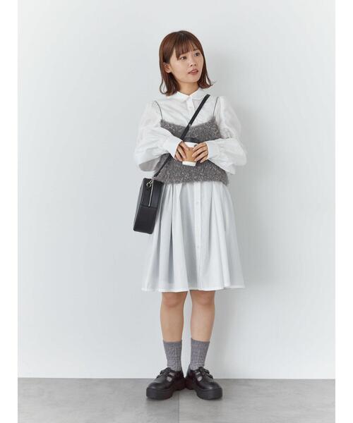 ehka sopo（エヘカソポ）の「リボンシャギーニットビスチェ（シャツ/ブラウス・レディース・グレー/ブラック/キナリ・F）」の4枚目の写真