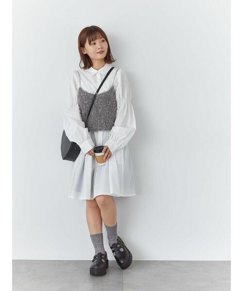 ehka sopo（エヘカソポ）の「リボンシャギーニットビスチェ（シャツ/ブラウス・レディース・グレー/ブラック/キナリ・F）」の5枚目の写真