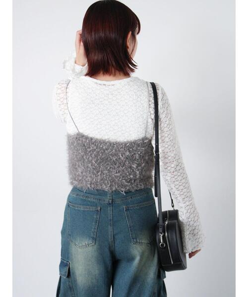 ehka sopo（エヘカソポ）の「リボンシャギーニットビスチェ（シャツ/ブラウス・レディース・グレー/ブラック/キナリ・F）」の11枚目の写真