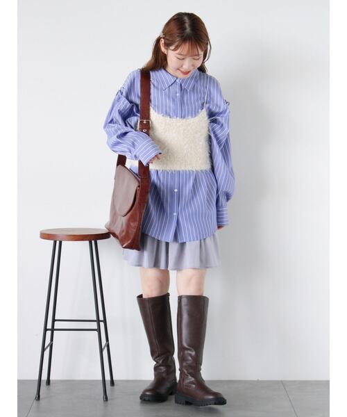 ehka sopo（エヘカソポ）の「リボンシャギーニットビスチェ（シャツ/ブラウス・レディース・グレー/ブラック/キナリ・F）」の19枚目の写真