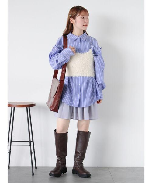 ehka sopo（エヘカソポ）の「リボンシャギーニットビスチェ（シャツ/ブラウス・レディース・グレー/ブラック/キナリ・F）」の20枚目の写真