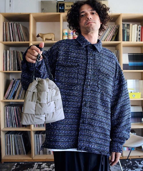 ADAM PATEK（アダムパテック）の「ADAMPATEK/braided polyester drawstring bag/編み込みナイロン巾着バッグ(AP2429027)（ハンドバッグ・レディース・ブラック/グレー・FREE）」の7枚目の写真