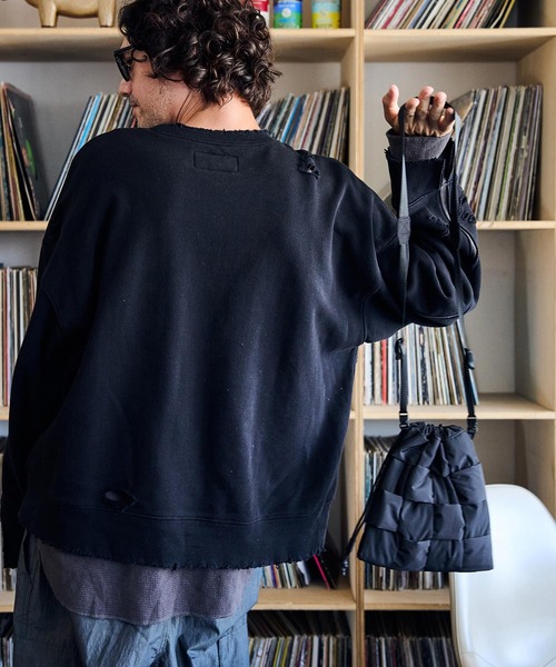 ADAM PATEK（アダムパテック）の「ADAMPATEK/braided polyester drawstring bag/編み込みナイロン巾着バッグ(AP2429027)（ハンドバッグ・レディース・ブラック/グレー・FREE）」の13枚目の写真