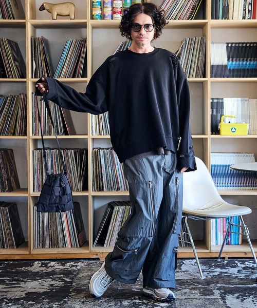 ADAM PATEK（アダムパテック）の「ADAMPATEK/braided polyester drawstring bag/編み込みナイロン巾着バッグ(AP2429027)（ハンドバッグ・レディース・ブラック/グレー・FREE）」の4枚目の写真