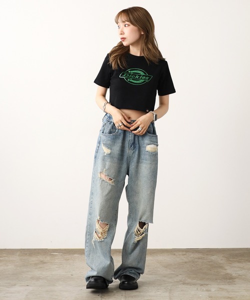 Dickies(ディッキーズ)の「Dickies/ディッキーズ DK CROPPED SHORT SLEEVE TEE ショートスリーブ Tシャツ(Tシャツ/カットソー・レディース・ブラック/オフホワイト/ホワイト/ブラック系1・FREE)」の16枚目の写真