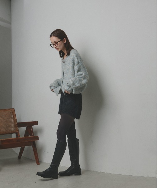 ad thie(アドティエ)の「2WAY・ショート丈 ブークレカーディガン(カーディガン/ボレロ・レディース・チャコール/ベージュ/ブルー/杢グレー/ピンク・FREE)」の8枚目の写真