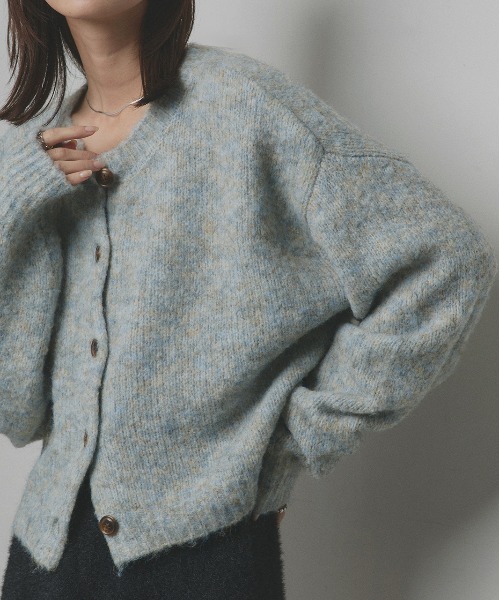 ad thie(アドティエ)の「2WAY・ショート丈 ブークレカーディガン(カーディガン/ボレロ・レディース・チャコール/ベージュ/ブルー/杢グレー/ピンク・FREE)」の13枚目の写真
