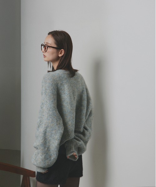 ad thie(アドティエ)の「2WAY・ショート丈 ブークレカーディガン(カーディガン/ボレロ・レディース・チャコール/ベージュ/ブルー/杢グレー/ピンク・FREE)」の14枚目の写真