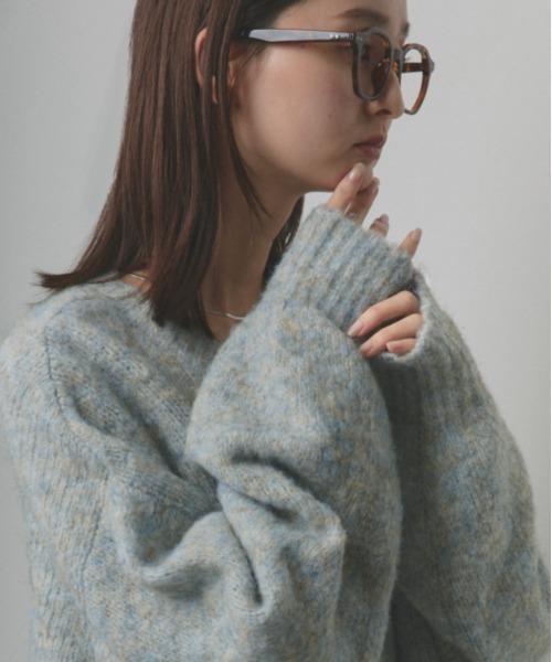 ad thie(アドティエ)の「2WAY・ショート丈 ブークレカーディガン(カーディガン/ボレロ・レディース・チャコール/ベージュ/ブルー/杢グレー/ピンク・FREE)」の15枚目の写真