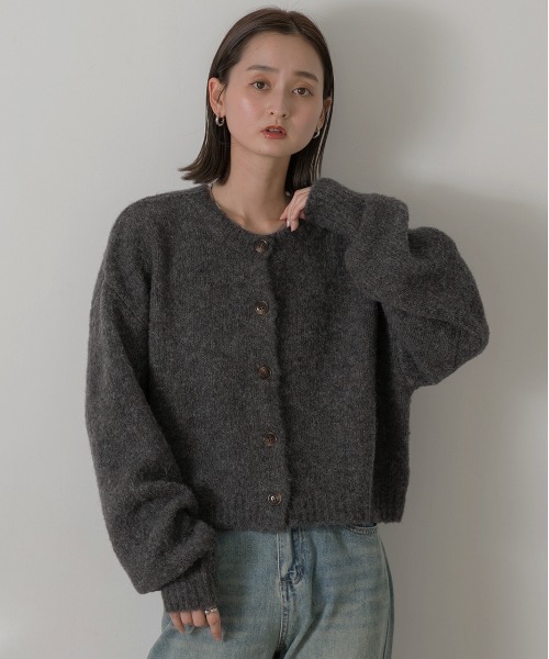 ad thie(アドティエ)の「2WAY・ショート丈 ブークレカーディガン(カーディガン/ボレロ・レディース・チャコール/ベージュ/ブルー/杢グレー/ピンク・FREE)」の18枚目の写真