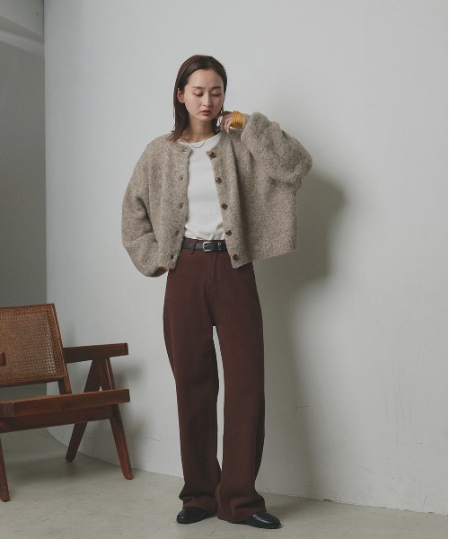 ad thie(アドティエ)の「2WAY・ショート丈 ブークレカーディガン(カーディガン/ボレロ・レディース・チャコール/ベージュ/ブルー/杢グレー/ピンク・FREE)」の22枚目の写真