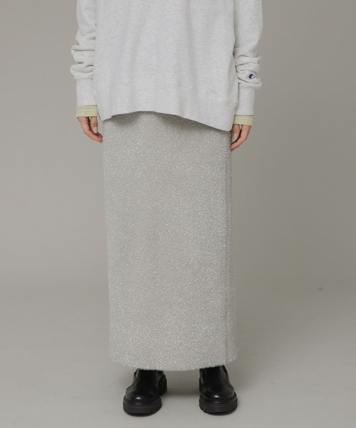 URBAN RESEARCH Sonny Label（アーバンリサーチサニーレーベル）の「ラメニットスカート（スカート・レディース・ライトベージュ/ブラック・FREE）」の2枚目の写真