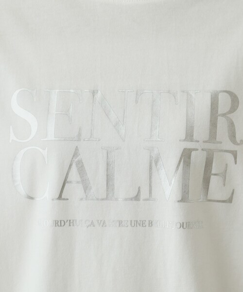 OPAQUE.CLIP（オペークドットクリップ）の「◆箔ロゴプリント ロングTシャツ【洗濯機洗い可】（Tシャツ/カットソー・レディース・ブラウン系/ホワイト/ダークグレー・38/40）」の7枚目の写真