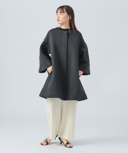BEAMS HEART（ビームスハート）の「ボリューム袖 ダンボール ミドルコート（その他アウター・レディース・ベージュ/ブラック・FREE）」の4枚目の写真