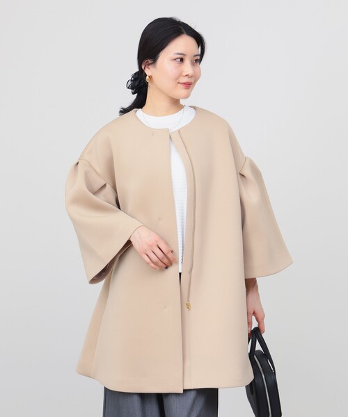 BEAMS HEART（ビームスハート）の「ボリューム袖 ダンボール ミドルコート（その他アウター・レディース・ベージュ/ブラック・FREE）」の14枚目の写真