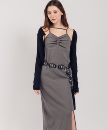 Adoon plain（アドーンプレーン）の「【カップ付き】ストラップリブキャミワンピース（ワンピース）」