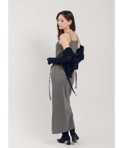 Adoon plain（アドーンプレーン）の「【カップ付き】ストラップリブキャミワンピース（ワンピース・レディース・グレー/ブラック/ダークブラウン・FREE）」の10枚目の写真