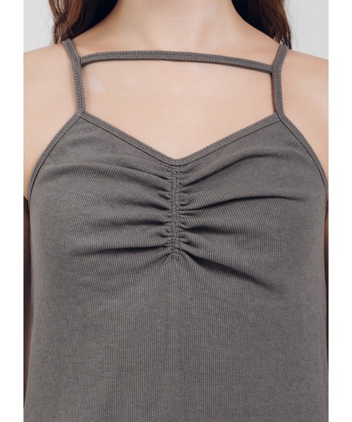 Adoon plain（アドーンプレーン）の「【カップ付き】ストラップリブキャミワンピース（ワンピース・レディース・グレー/ブラック/ダークブラウン・FREE）」の6枚目の写真