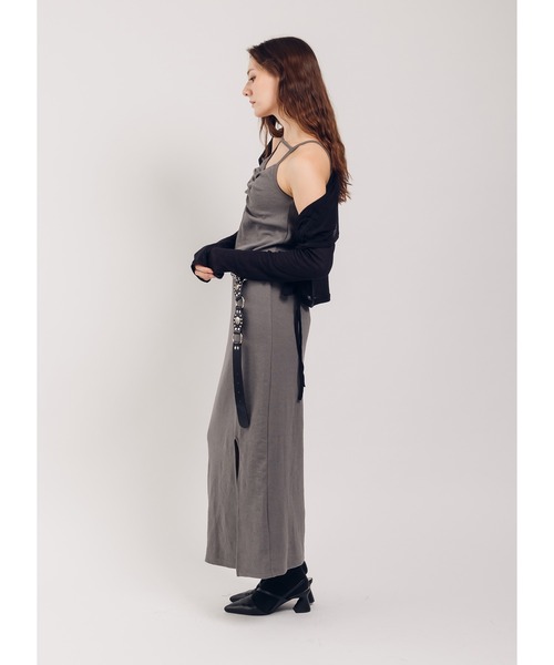 Adoon plain（アドーンプレーン）の「【カップ付き】ストラップリブキャミワンピース（ワンピース・レディース・グレー/ブラック/ダークブラウン・FREE）」の9枚目の写真