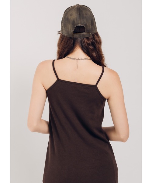 Adoon plain（アドーンプレーン）の「【カップ付き】ストラップリブキャミワンピース（ワンピース・レディース・グレー/ブラック/ダークブラウン・FREE）」の12枚目の写真