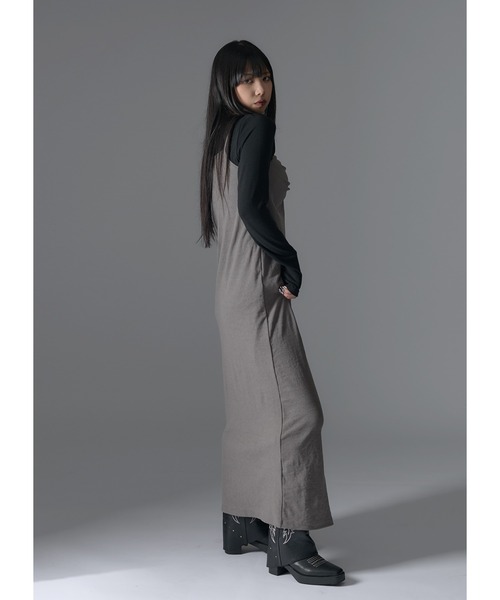 Adoon plain（アドーンプレーン）の「【カップ付き】ストラップリブキャミワンピース（ワンピース・レディース・グレー/ブラック/ダークブラウン・FREE）」の18枚目の写真