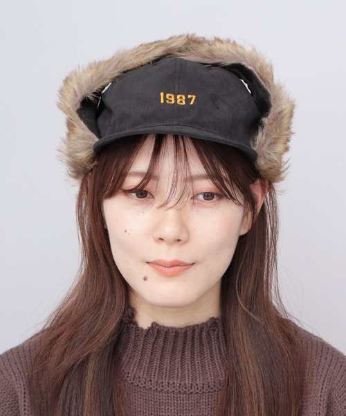 A.M.S.（エーエムエス）の「1987刺繍 ピーチスキン ドッグイヤー ファー フライト アンパイアキャップ（キャップ・メンズ・ブラック・FREE）」の7枚目の写真