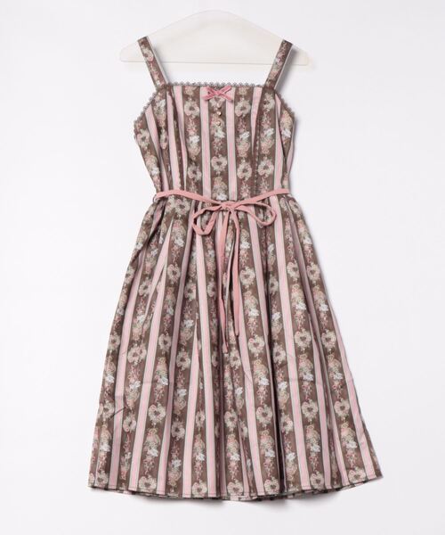 axes femme kawaii RosyBear柄ジャンスカ（ブラウン）