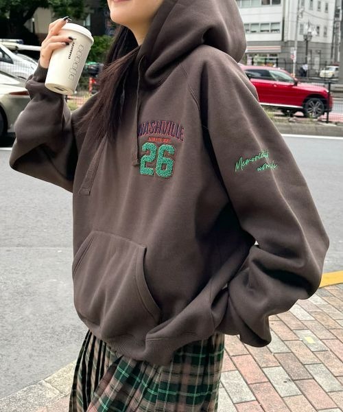 PBLIM(ページボーイリム)の「《UNISEX》No.26ライトフーディ(スウェット・レディース・ダークブラウン/グレー・FREE)」の2枚目の写真