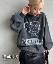 [SEQUENZ/シークエンズ] PEANUTS ヴィンテージライクプリント フェードスウェット