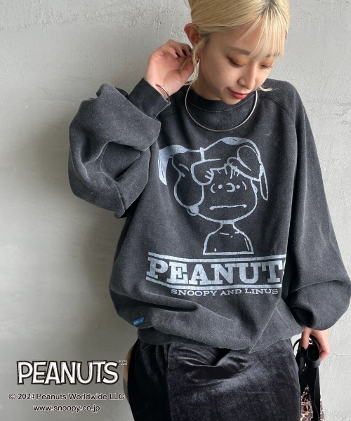 【セール】[SEQUENZ/シークエンズ] PEANUTS ヴィンテージライクプリント フェードスウェット（スウェット）｜SEQUENZ（シークエンズ）