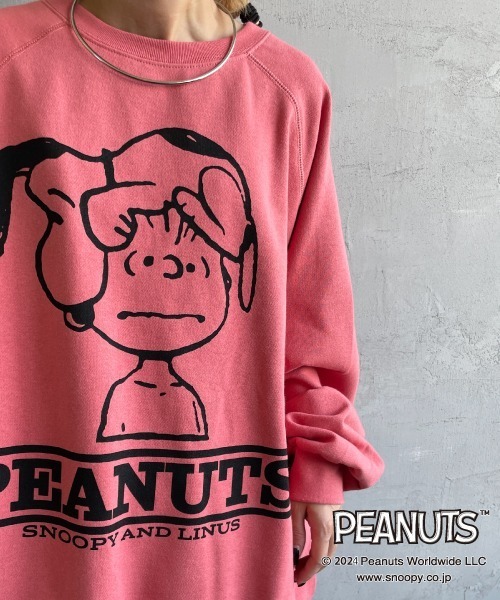 SEQUENZ（シークエンズ）の「[SEQUENZ/シークエンズ] PEANUTS ヴィンテージライクプリント フェードスウェット（スウェット・レディース・レッド/グリーン/ブラック/グレー・M/L/XL）」の6枚目の写真