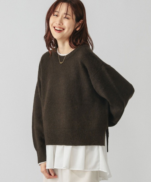 GLOBAL WORK(グローバルワーク)の「フワフワHug meクルー/115920(ニット/セーター・レディース・ダークブラウン/オートミール/ラベンダー/オリーブ/グレイッシュブルー/ライトピンク・REGULAR/SHORT)」の2枚目の写真