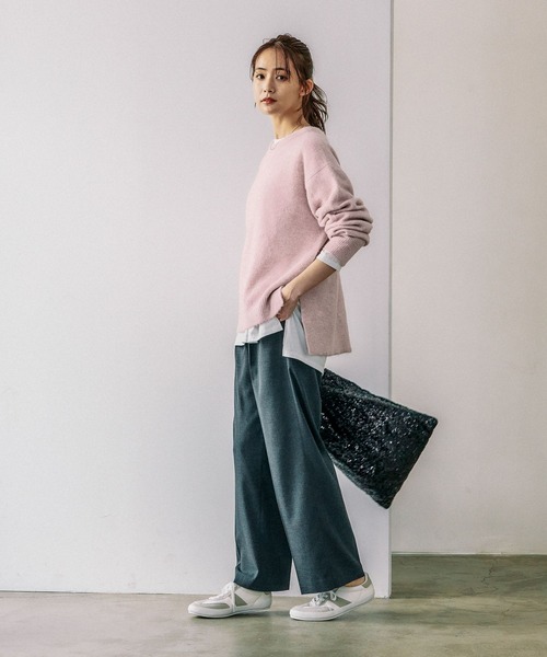 GLOBAL WORK(グローバルワーク)の「フワフワHug meクルー/115920(ニット/セーター・レディース・ダークブラウン/オートミール/ラベンダー/オリーブ/グレイッシュブルー/ライトピンク・REGULAR/SHORT)」の15枚目の写真